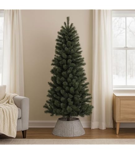 Amazon | クリスマスツリー ウッドベーススリムツリー ポット 組み立て